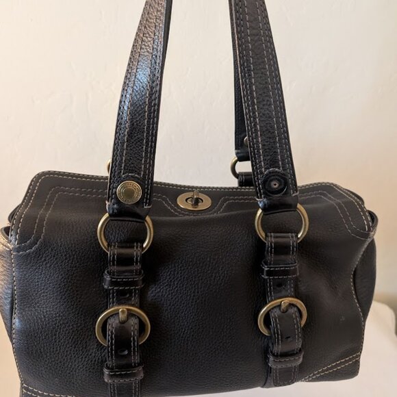 Coach Chelsea Black Pebbled Leather Satchel - Picture 2 of 8